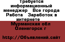 Требуется информационный менеджер - Все города Работа » Заработок в интернете   . Мурманская обл.,Оленегорск г.